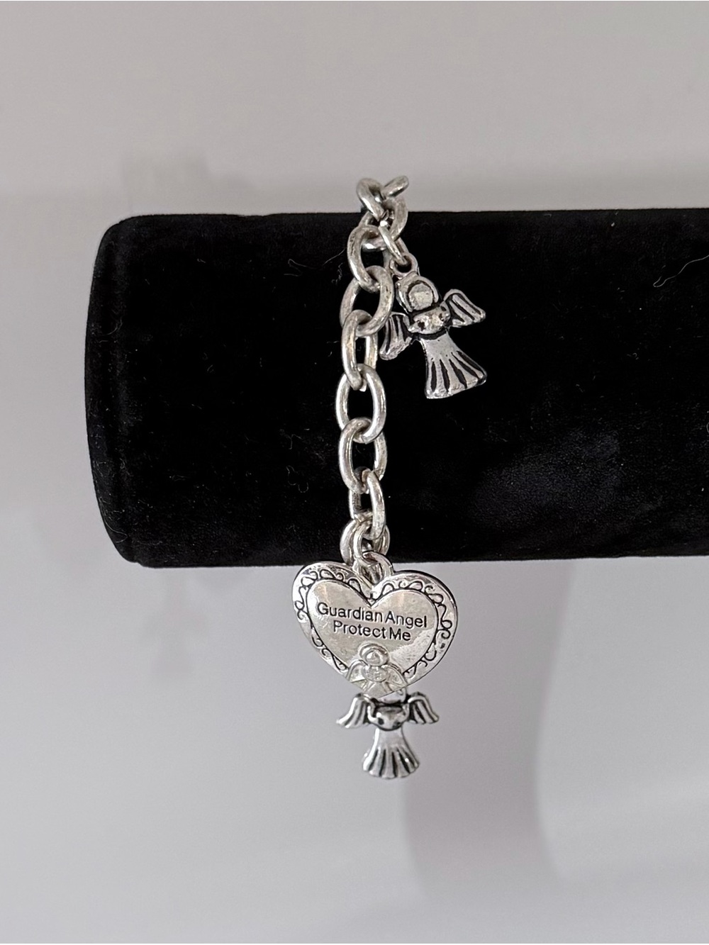 Chunky Guardian Angel Dangle Charm Bracelet, 8" - Picture 3 of 14